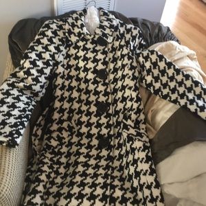 Michael Kors Black and White Houndstooth Coat